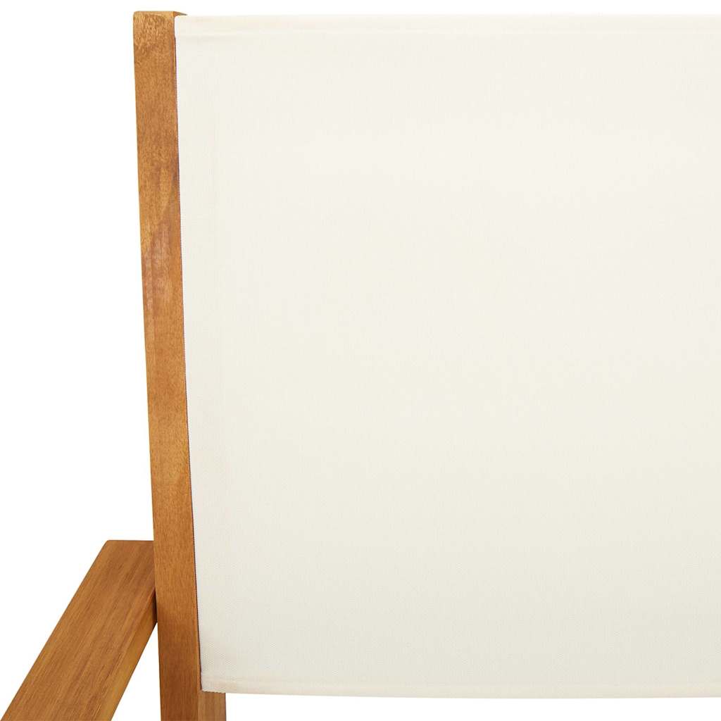 Cream White Acacia Wood Garden Chairs Set of 2 with Fabric