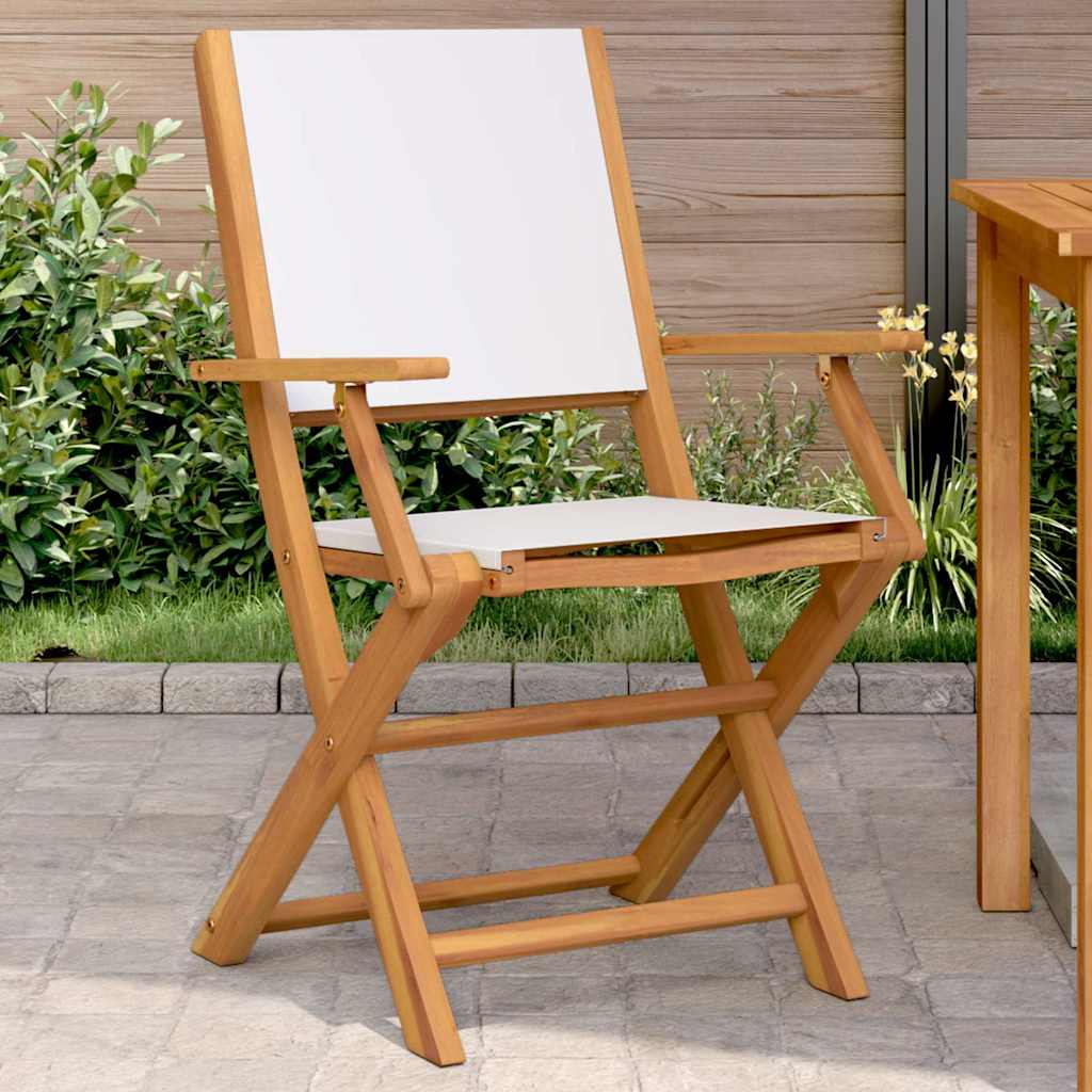 Cream White Acacia Wood Garden Chairs Set of 2 with Fabric