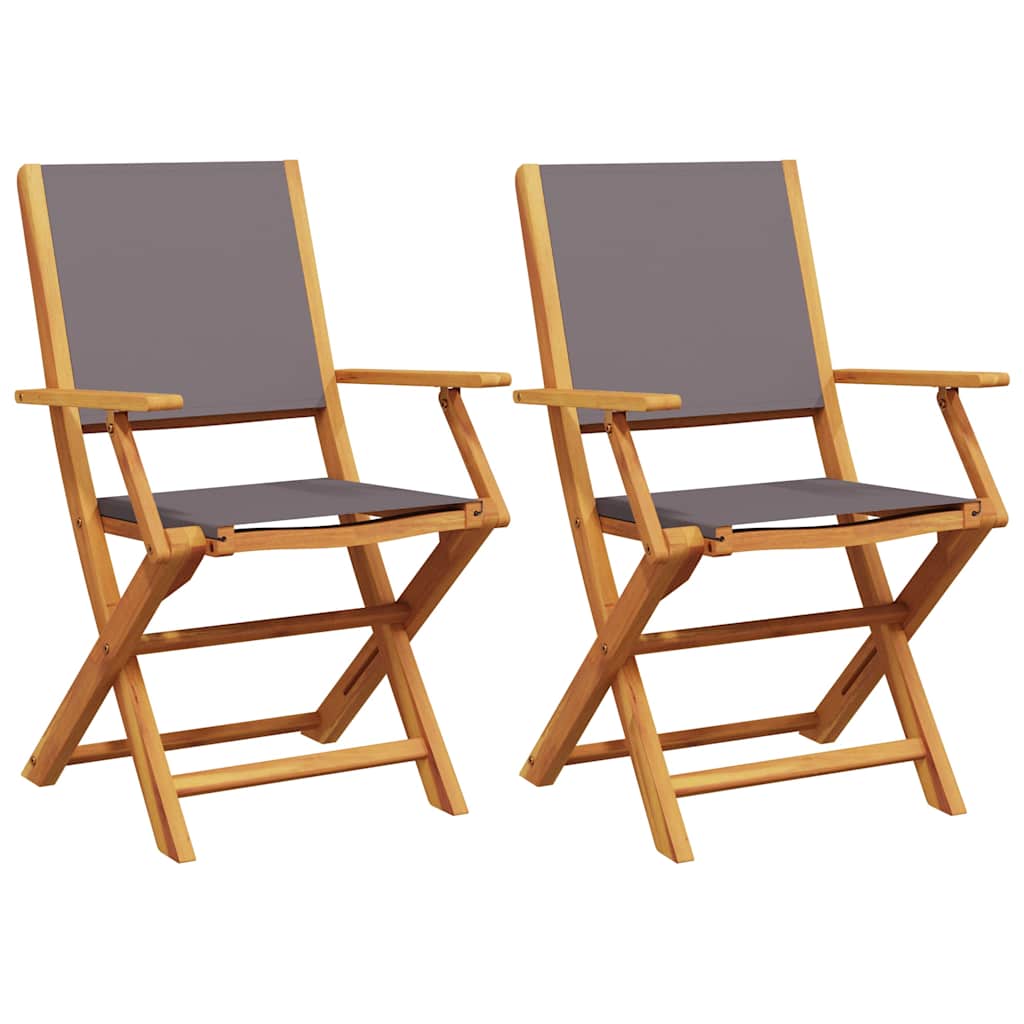 Anthracite Solid Wood Acacia 2-Piece Garden Chair Set