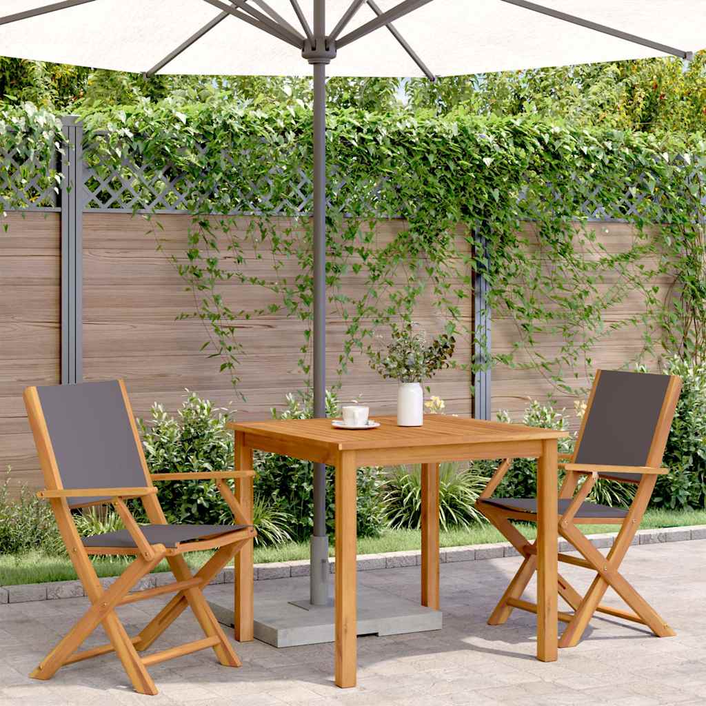 Anthracite Solid Wood Acacia 2-Piece Garden Chair Set