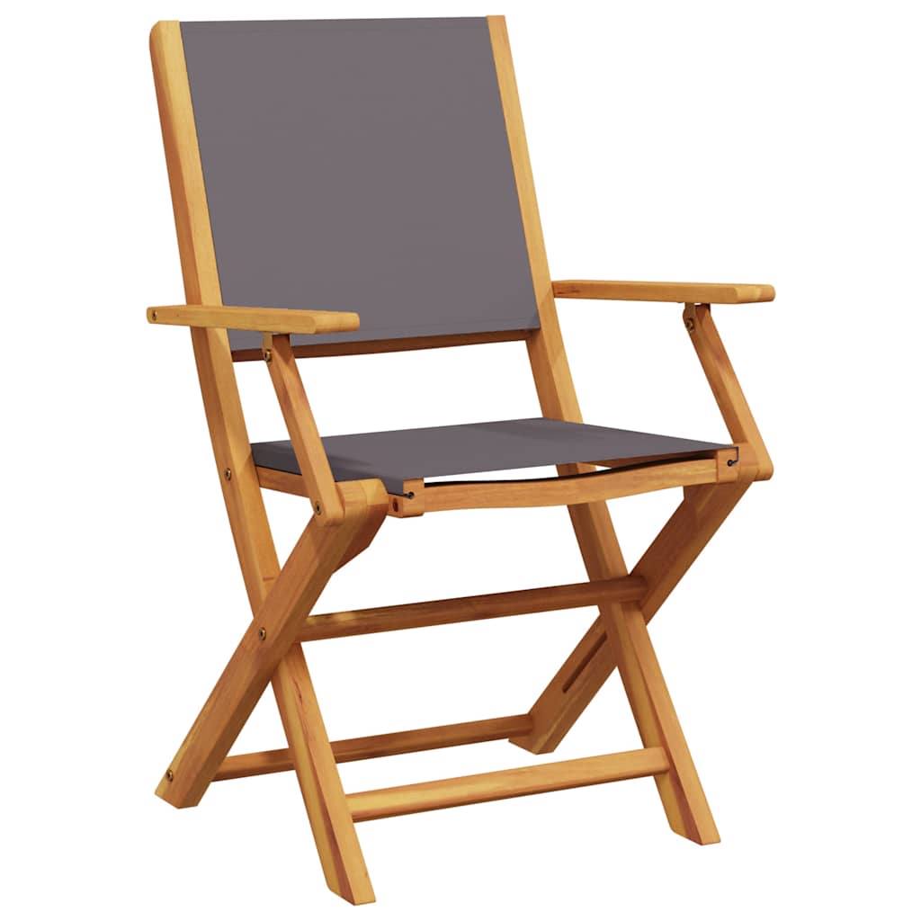 Anthracite Solid Wood Acacia 2-Piece Garden Chair Set