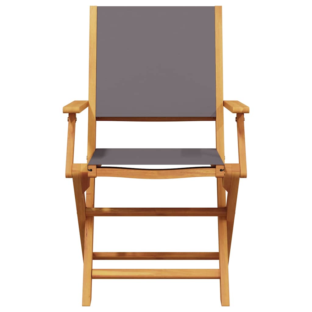 Anthracite Solid Wood Acacia 2-Piece Garden Chair Set