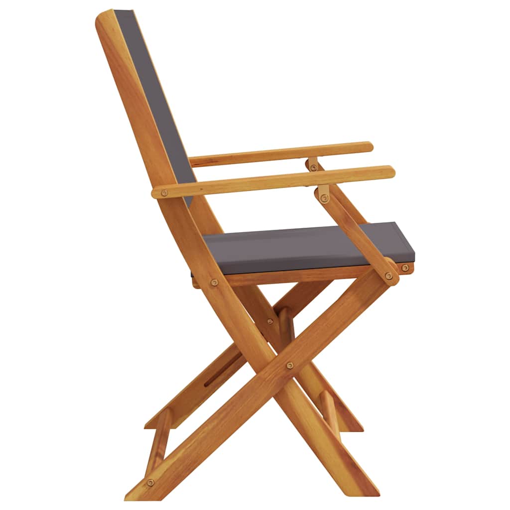 Anthracite Solid Wood Acacia 2-Piece Garden Chair Set