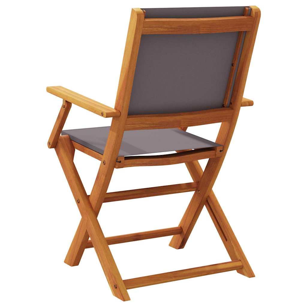 Anthracite Solid Wood Acacia 2-Piece Garden Chair Set