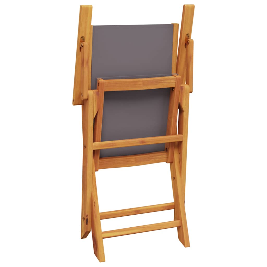 Anthracite Solid Wood Acacia 2-Piece Garden Chair Set