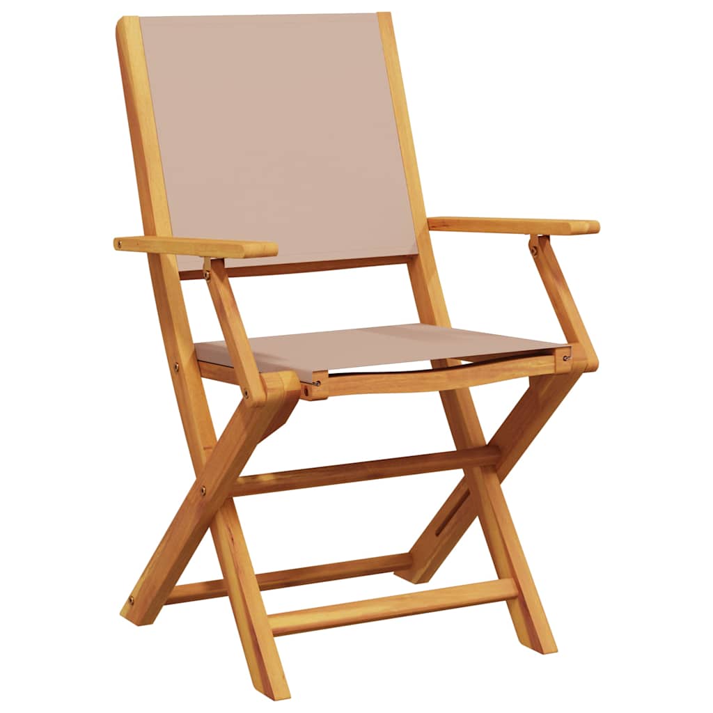 Taupe Acacia Wood & Fabric Garden Chairs, Set of 2