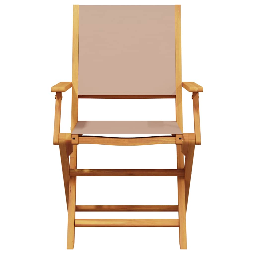 Taupe Acacia Wood & Fabric Garden Chairs, Set of 2