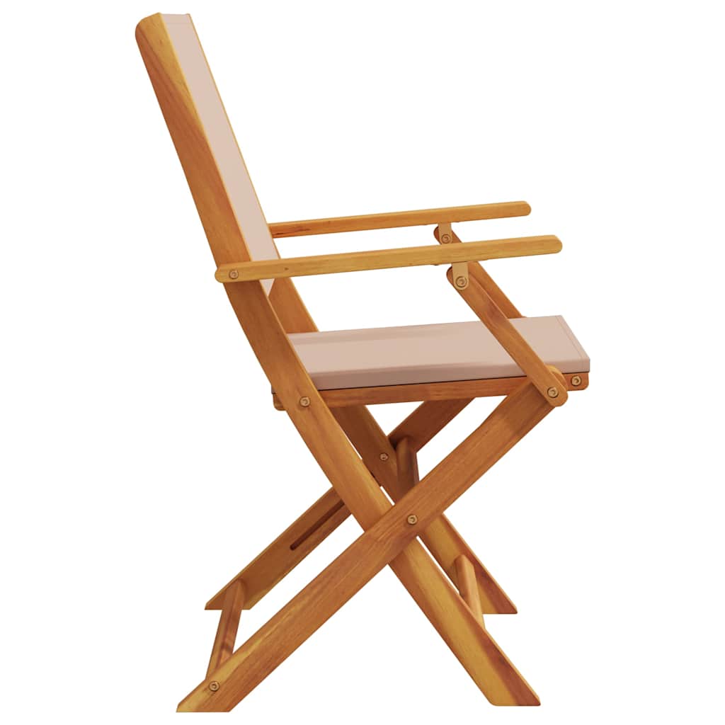 Taupe Acacia Wood & Fabric Garden Chairs, Set of 2