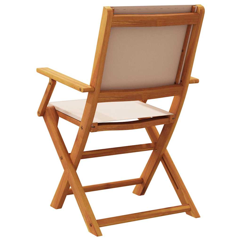 Taupe Acacia Wood & Fabric Garden Chairs, Set of 2