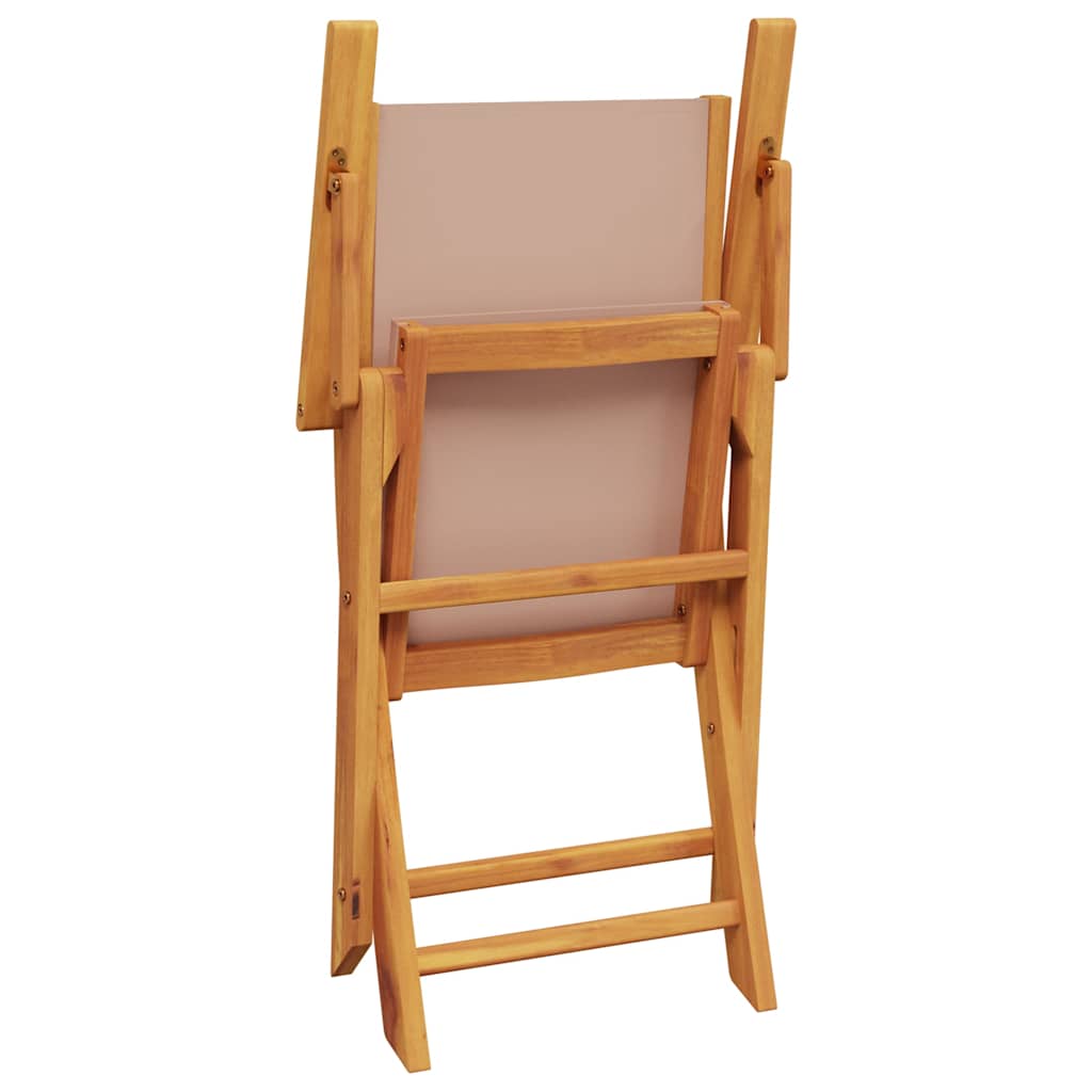 Taupe Acacia Wood & Fabric Garden Chairs, Set of 2