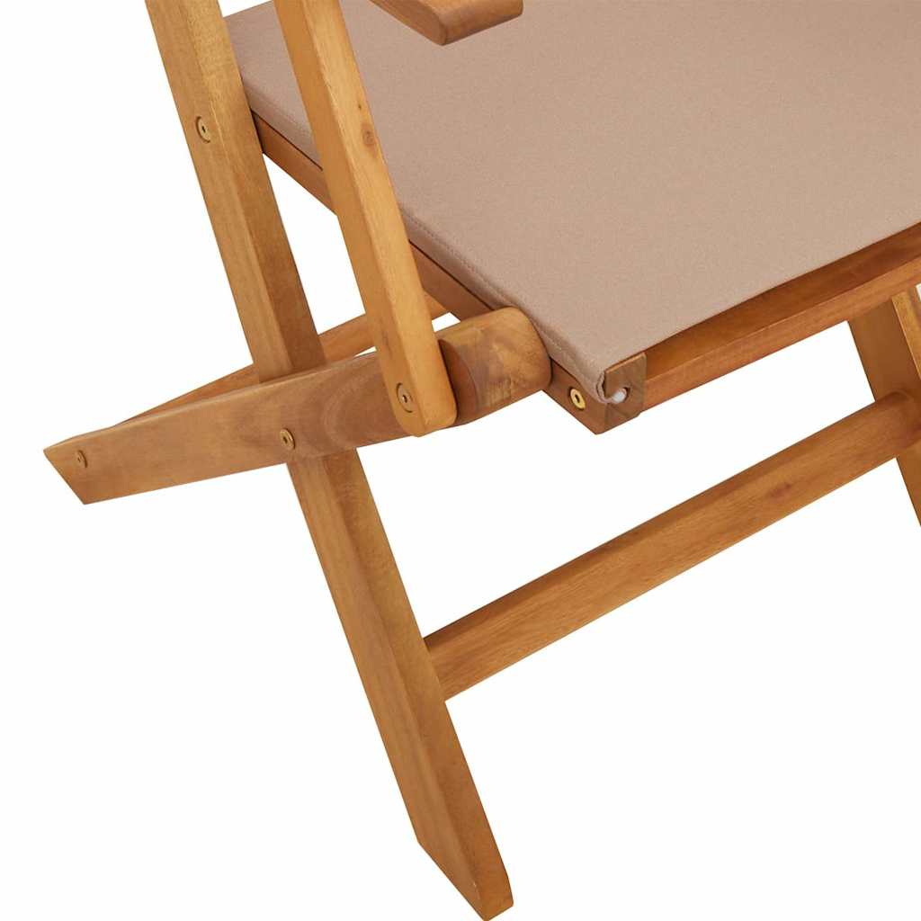Taupe Acacia Wood & Fabric Garden Chairs, Set of 2