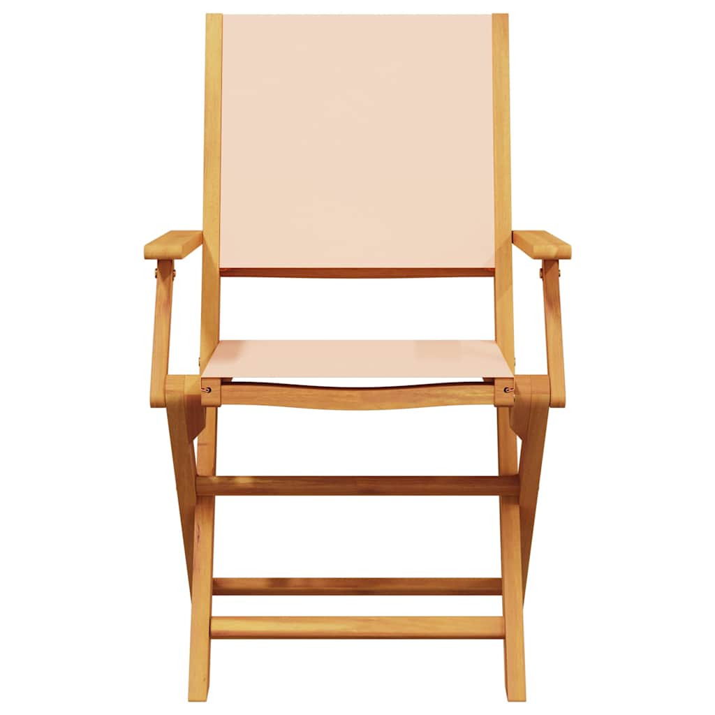 Beige Solid Acacia Wood & Fabric Garden Chairs Set of 2