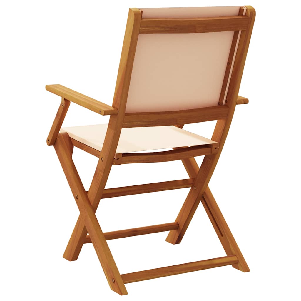 Beige Solid Acacia Wood & Fabric Garden Chairs Set of 2