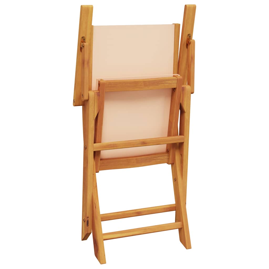 Beige Solid Acacia Wood & Fabric Garden Chairs Set of 2