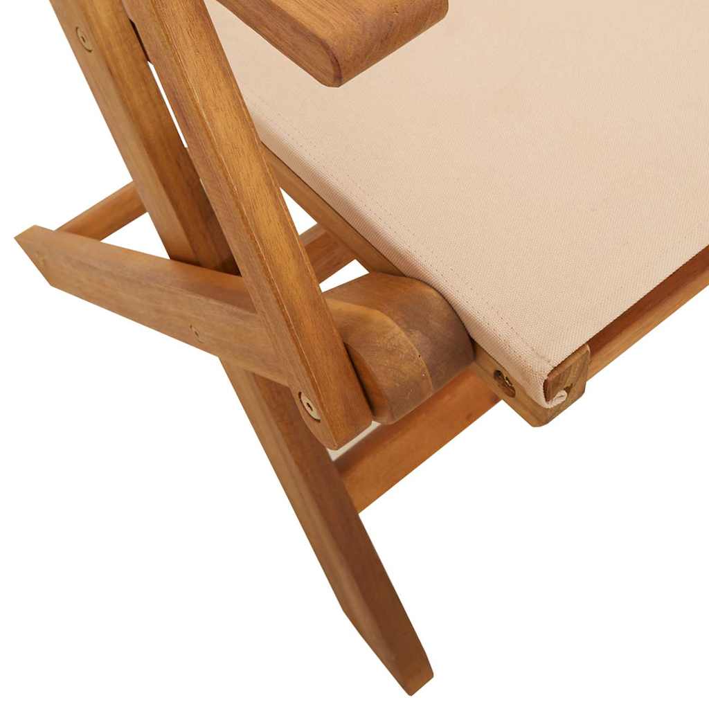 Beige Solid Acacia Wood & Fabric Garden Chairs Set of 2