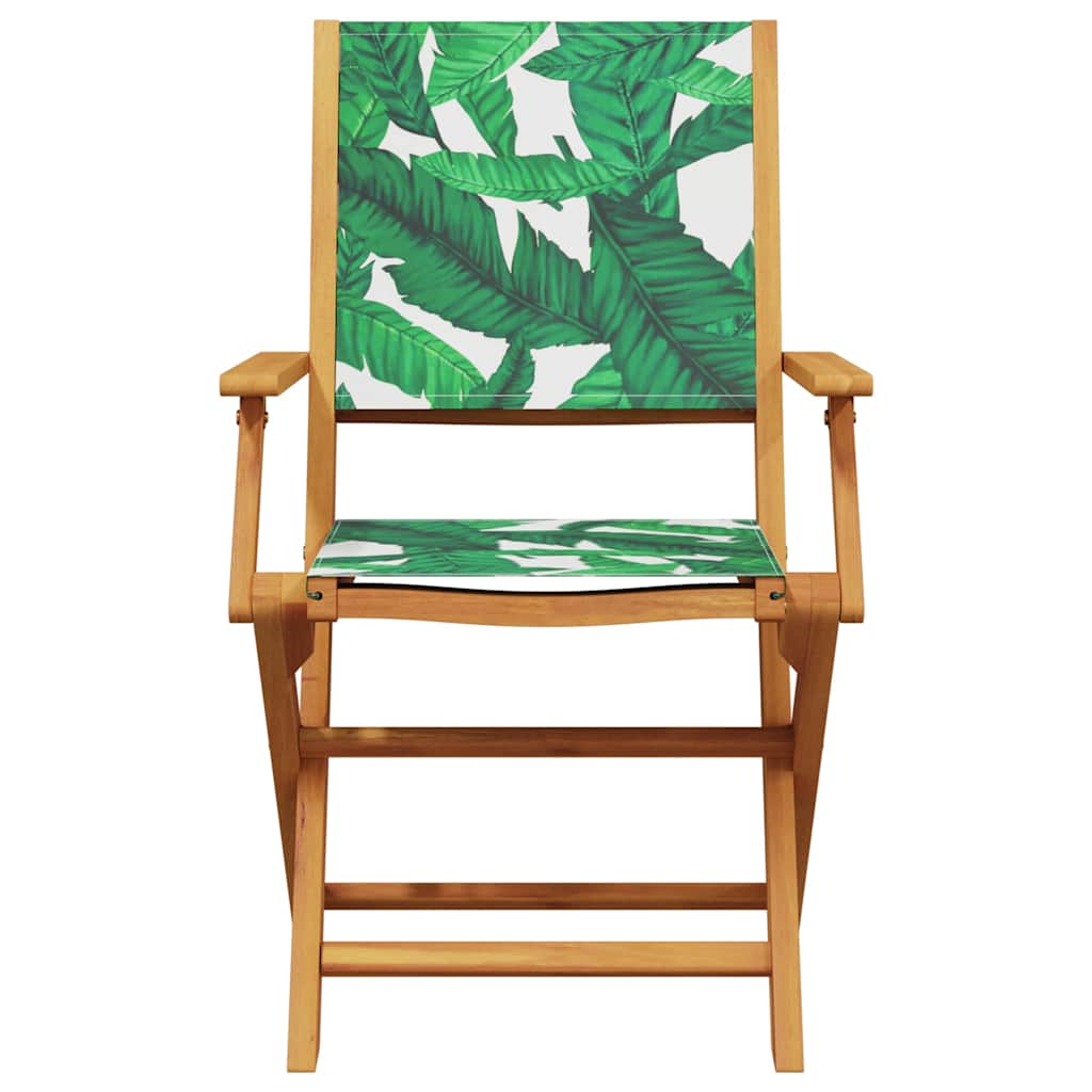 Leaf Pattern Garden Chairs, 2pcs, Solid Acacia Wood & Fabric