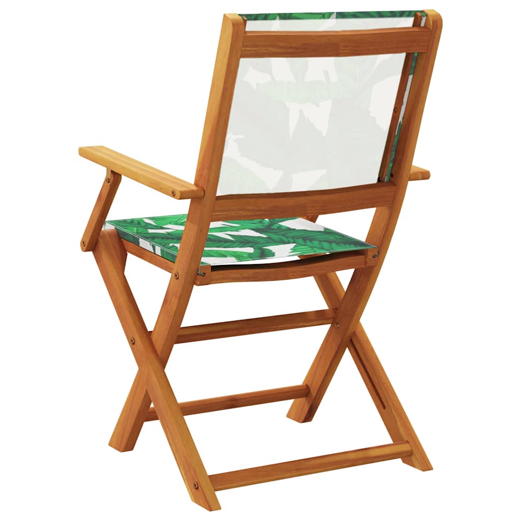 Leaf Pattern Garden Chairs, 2pcs, Solid Acacia Wood & Fabric