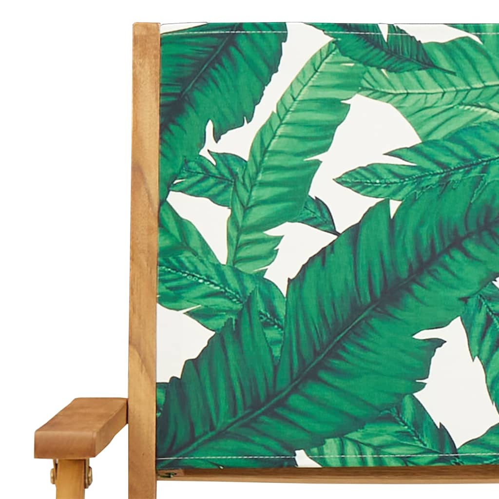 Leaf Pattern Garden Chairs, 2pcs, Solid Acacia Wood & Fabric