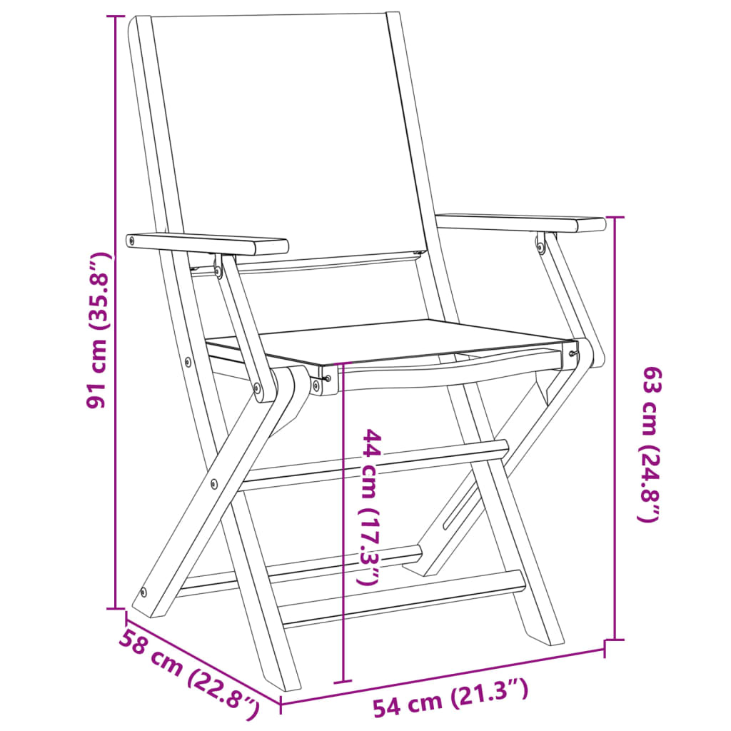 Solid Wood Acacia Garden Chairs 2 pcs - Blue & White Fabric
