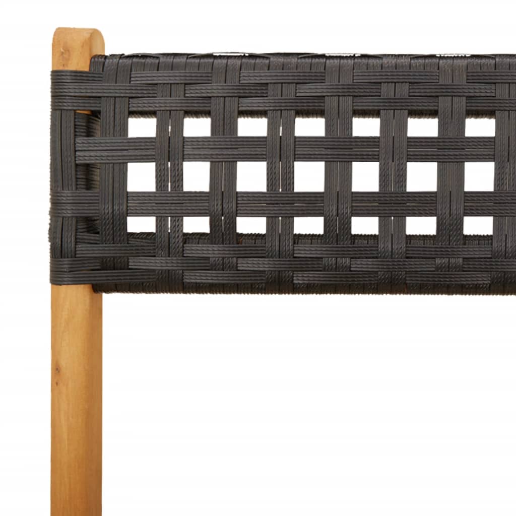 Black Bistro Chairs Set of 2 - Solid Acacia & Poly Rattan