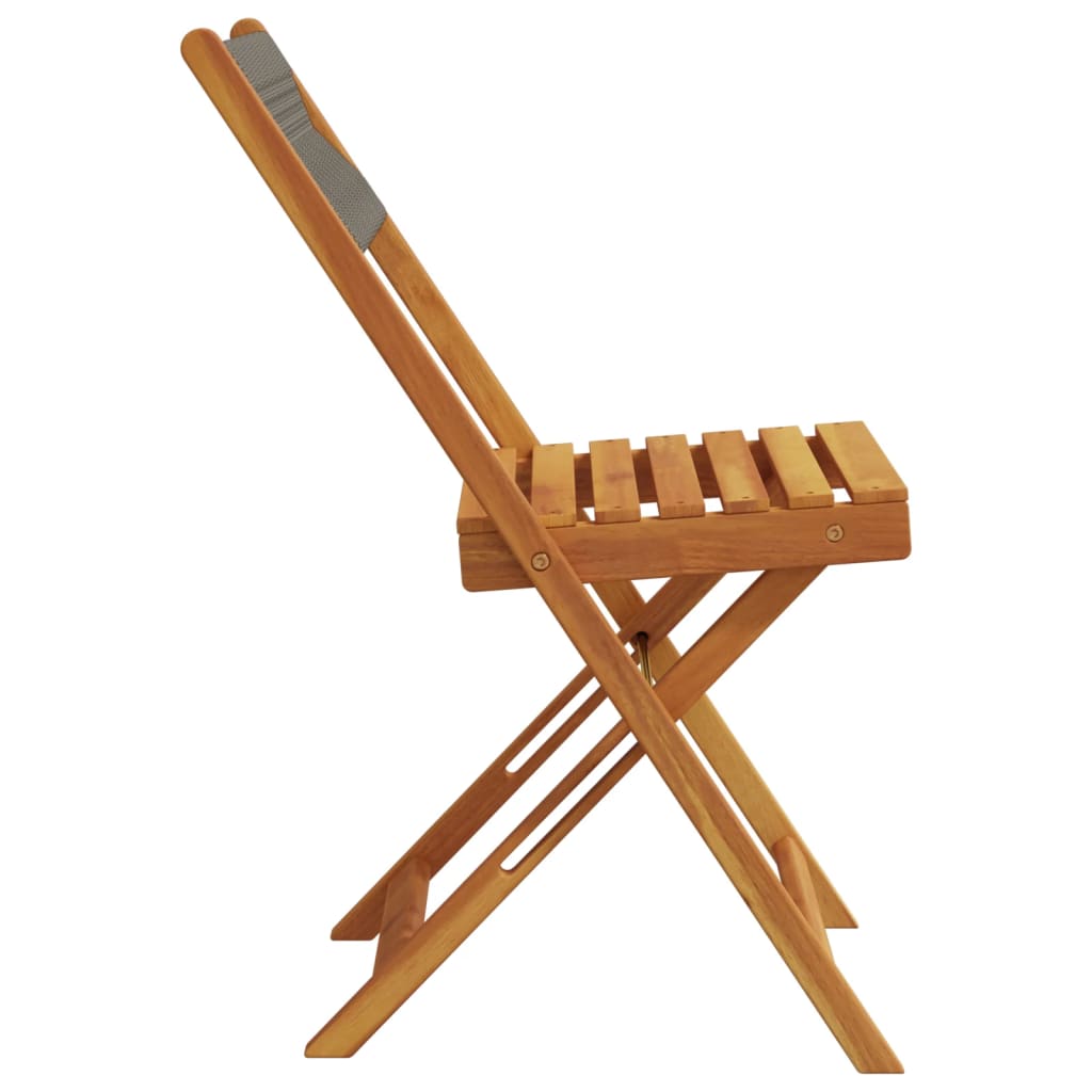 2-Piece Grey Bistro Chairs - Acacia Wood & Rope Design
