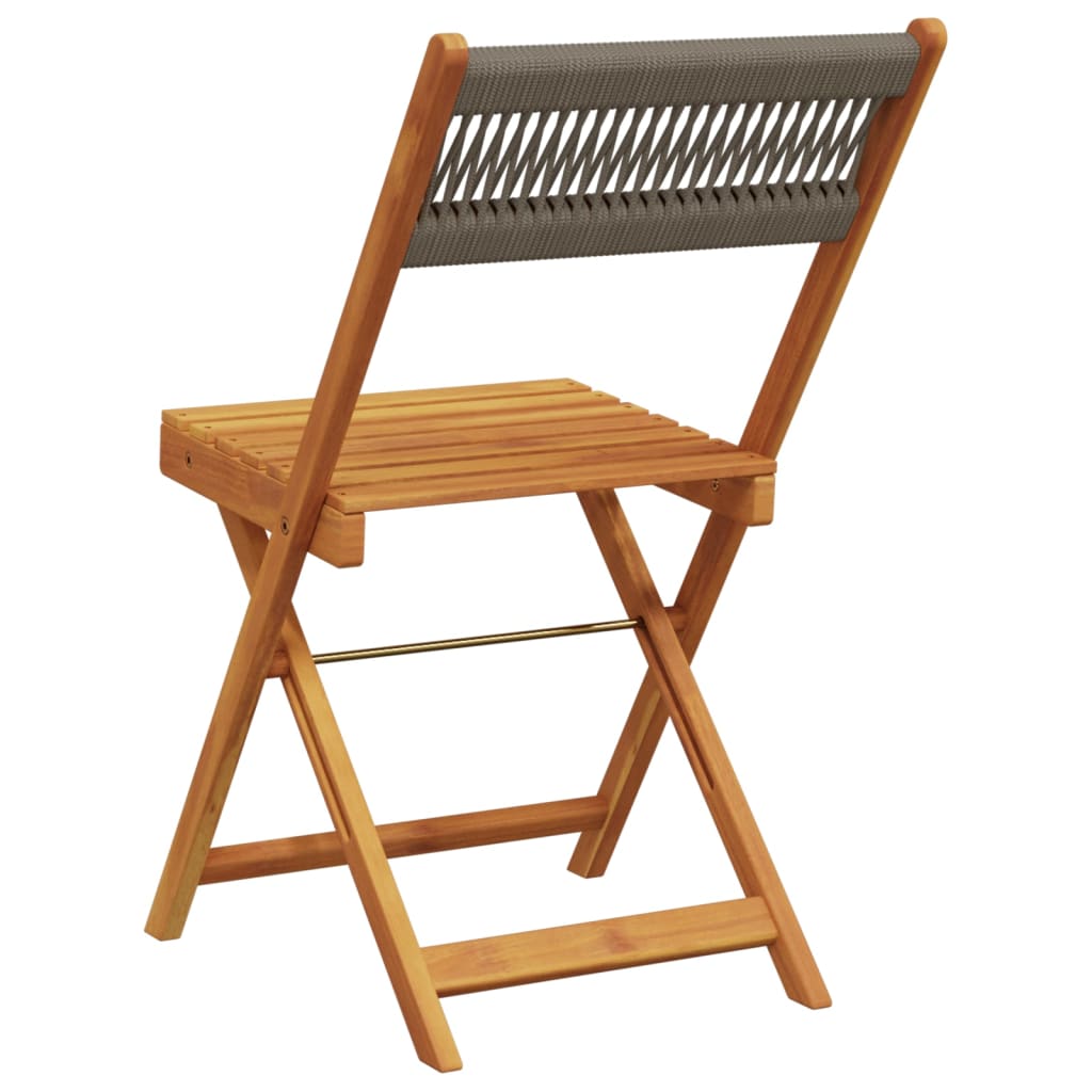 2-Piece Grey Bistro Chairs - Acacia Wood & Rope Design