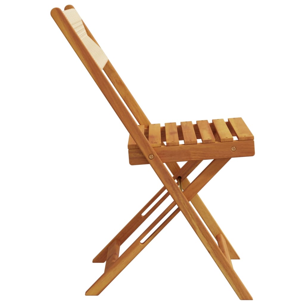 Beige Bistro Chairs 2 PCS - Acacia Wood & Rope Design