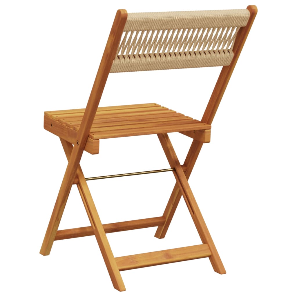Beige Bistro Chairs 2 PCS - Acacia Wood & Rope Design