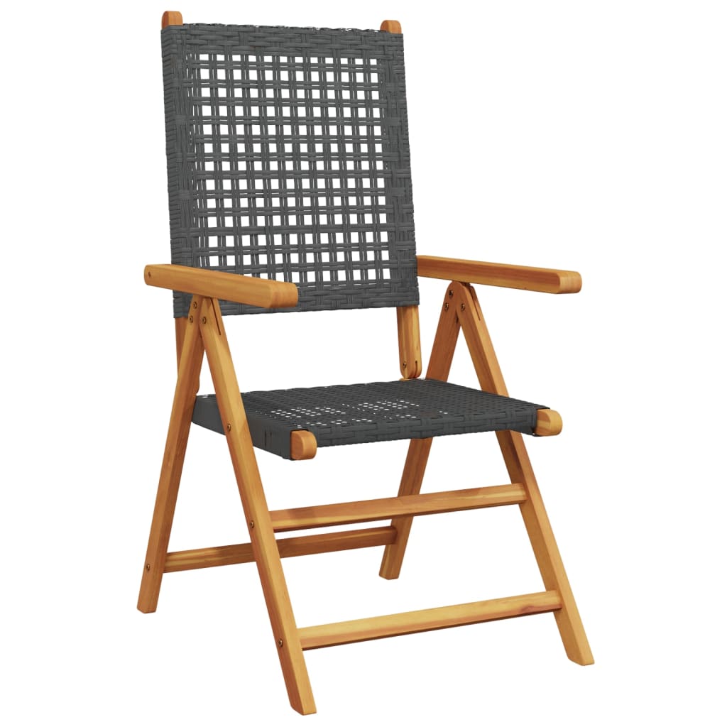 Black Acacia & Rattan Garden Chairs, 2 Pcs - Solid Wood Design