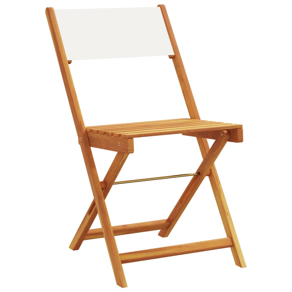 Cream White Bistro Chairs Set of 2, Solid Acacia Wood & Fabric