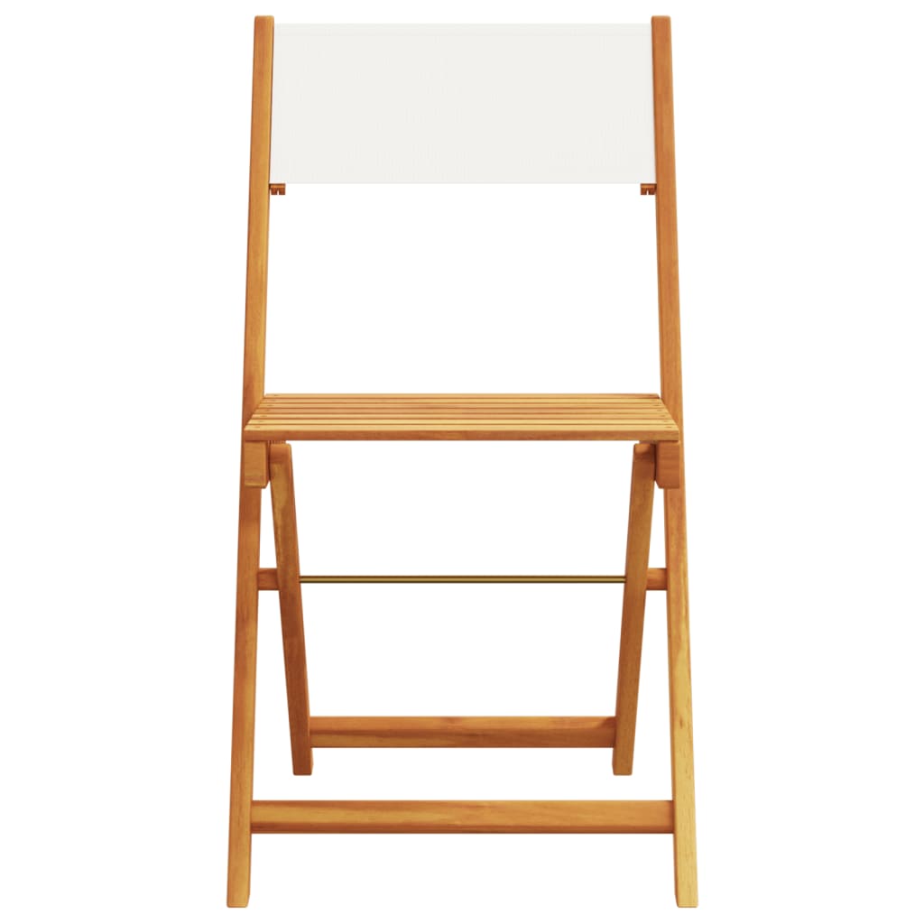 Cream White Bistro Chairs Set of 2, Solid Acacia Wood & Fabric