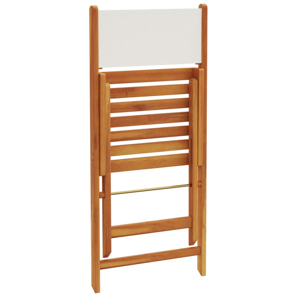 Cream White Bistro Chairs Set of 2, Solid Acacia Wood & Fabric