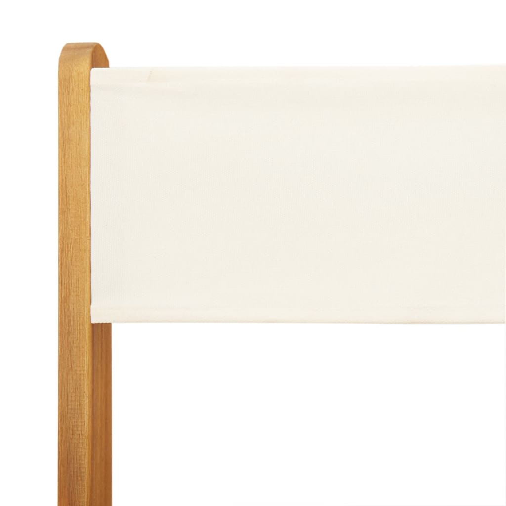 Cream White Bistro Chairs Set of 2, Solid Acacia Wood & Fabric