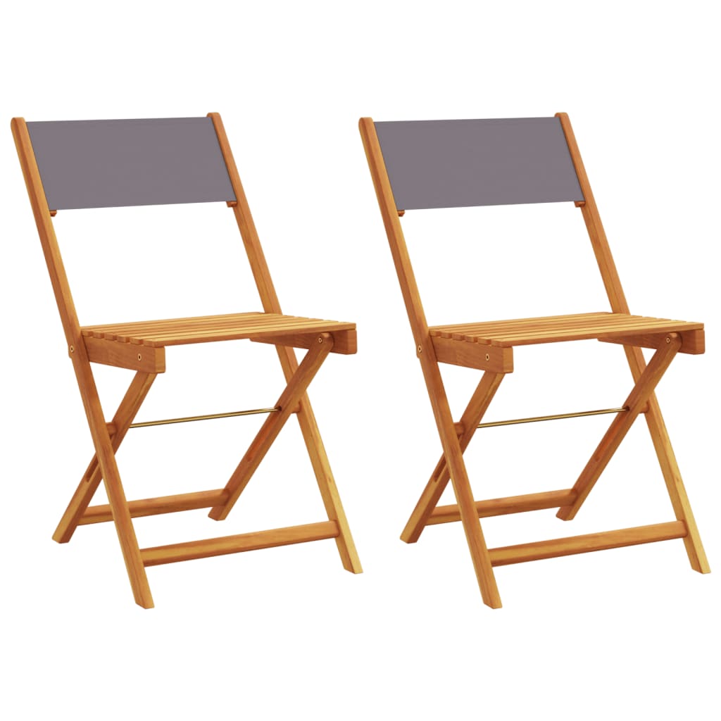 Anthracite Acacia Wood Bistro Chairs Set of 2 - Stylish & Durable