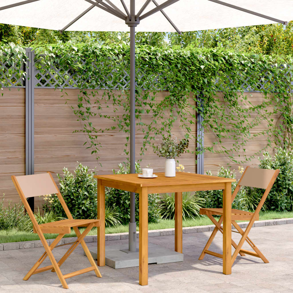 Taupe Bistro Chairs Set of 2 - Solid Acacia Wood & Fabric