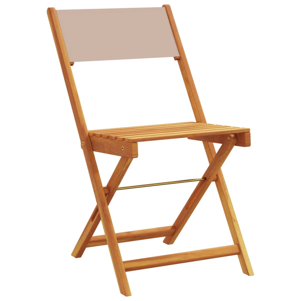 Taupe Bistro Chairs Set of 2 - Solid Acacia Wood & Fabric