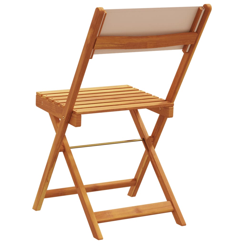 Taupe Bistro Chairs Set of 2 - Solid Acacia Wood & Fabric