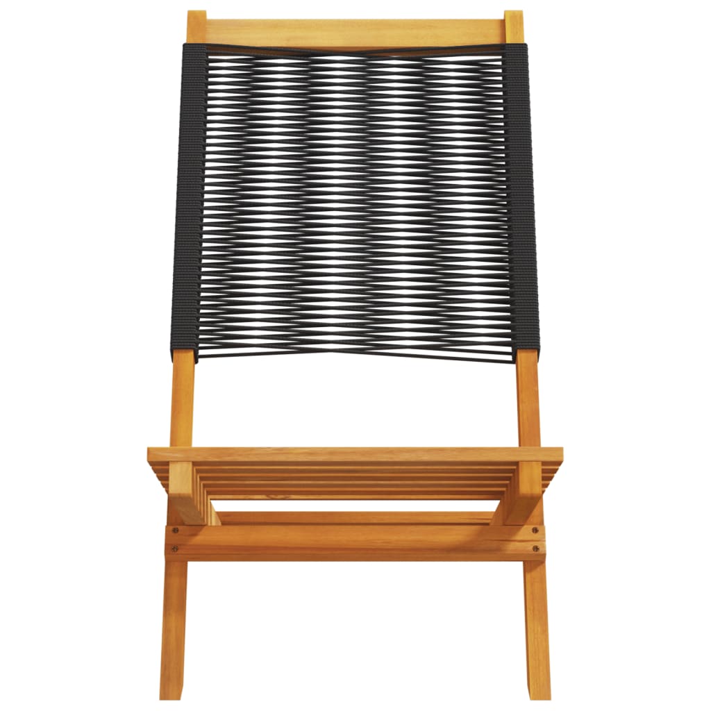 Black Garden Chairs 2 pcs - Solid Acacia Wood & Polypropylene