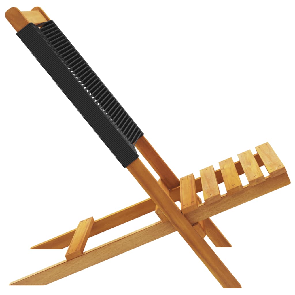 Black Garden Chairs 2 pcs - Solid Acacia Wood & Polypropylene