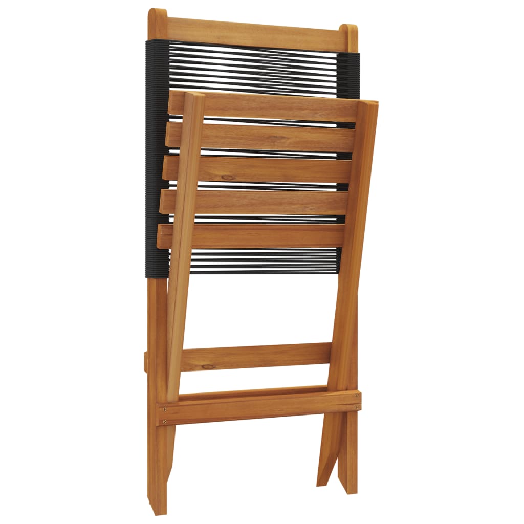 Black Garden Chairs 2 pcs - Solid Acacia Wood & Polypropylene