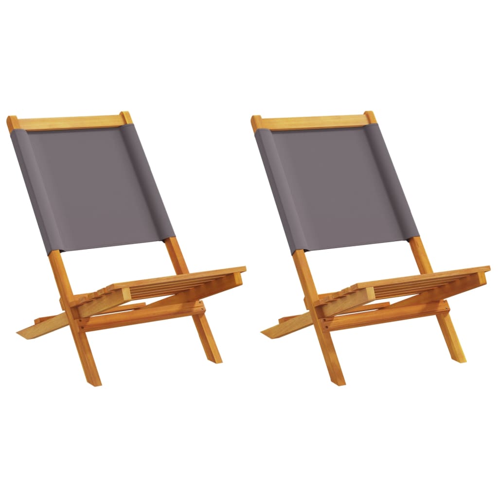 Anthracite Acacia Wood & Fabric Garden Chairs Set, 2 pcs