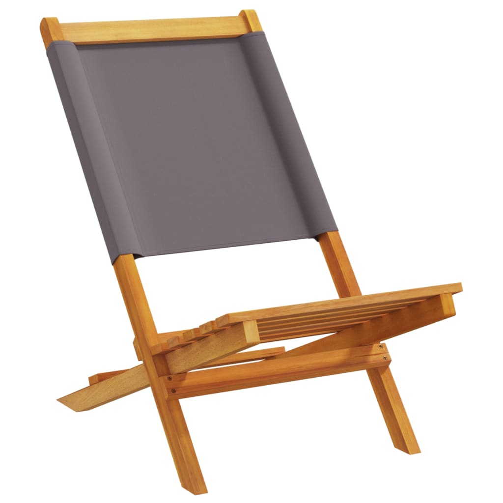 Anthracite Acacia Wood & Fabric Garden Chairs Set, 2 pcs