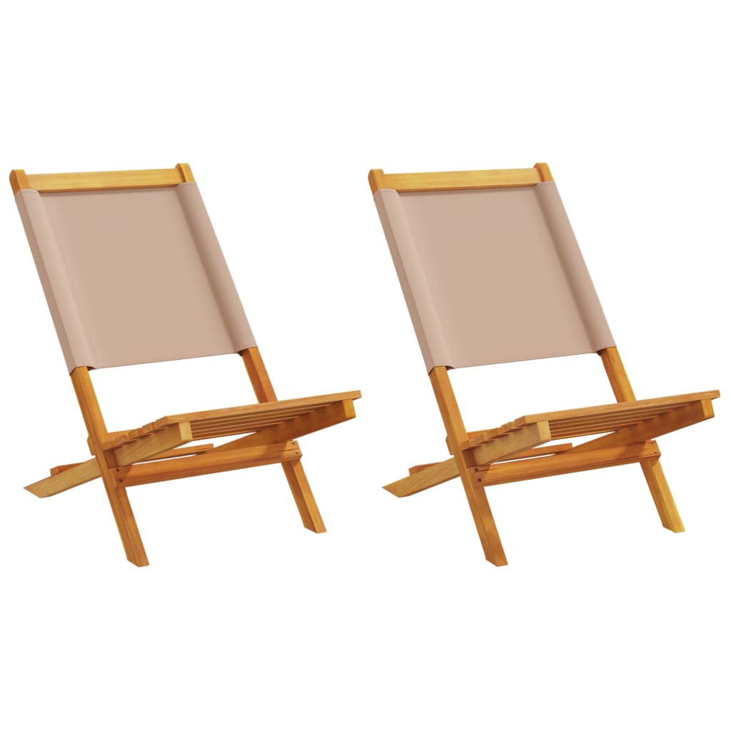 Taupe Acacia Wood Garden Chairs (2 pcs) with Fabric Seats
