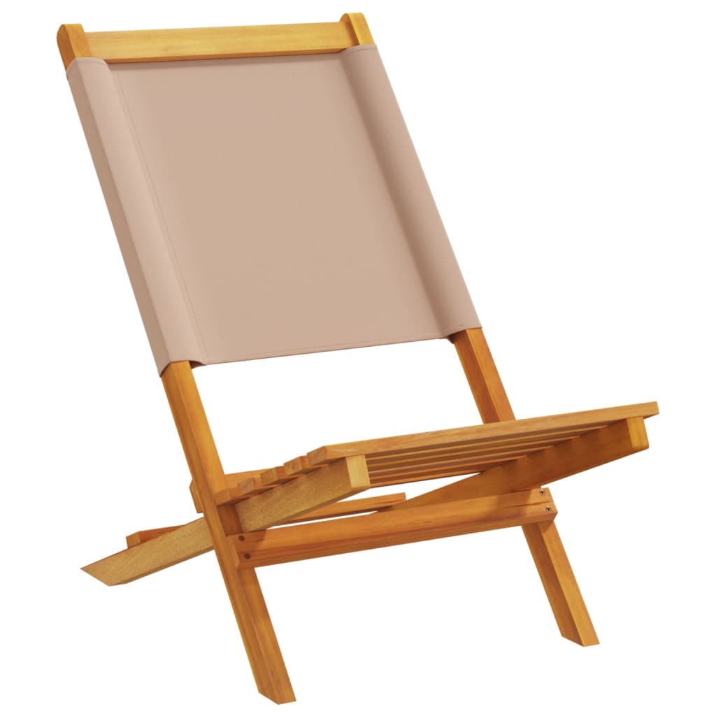 Taupe Acacia Wood Garden Chairs (2 pcs) with Fabric Seats