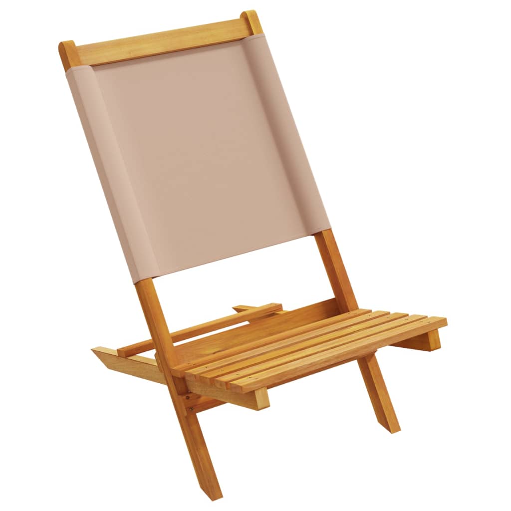 Taupe Acacia Wood Garden Chairs (2 pcs) with Fabric Seats