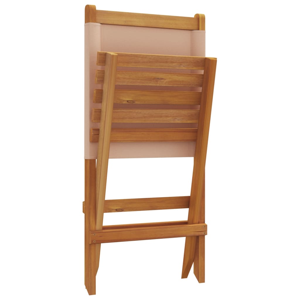 Taupe Acacia Wood Garden Chairs (2 pcs) with Fabric Seats