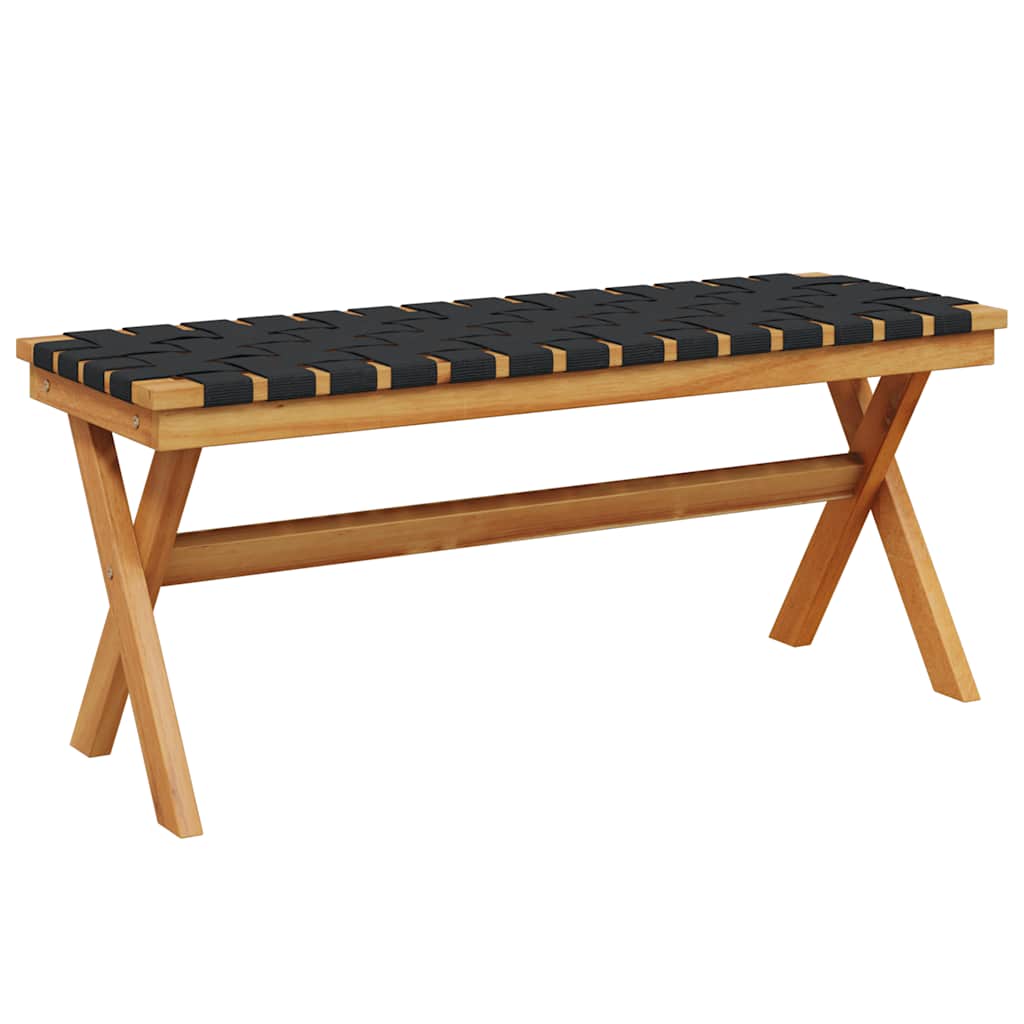 Black Acacia Wood Garden Bench with Cushioned Seat Fabric