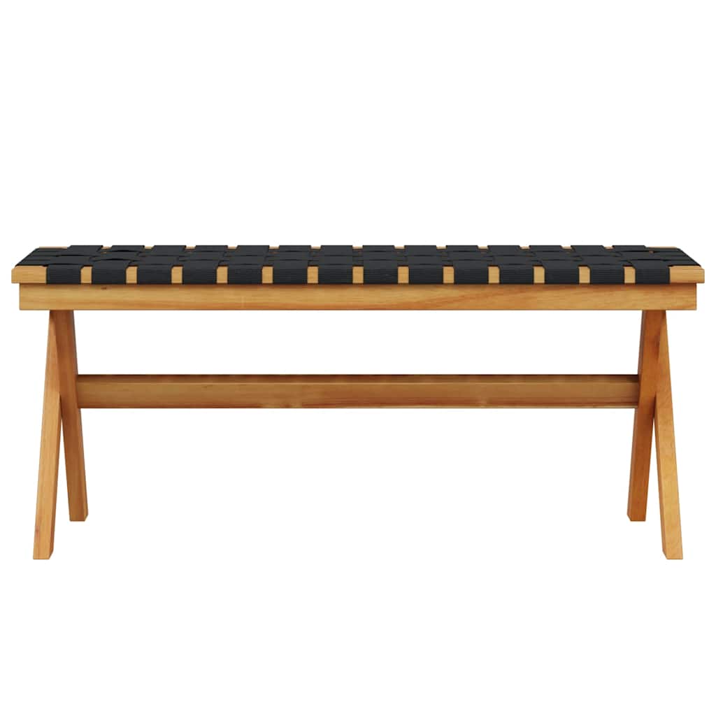 Black Acacia Wood Garden Bench with Cushioned Seat Fabric