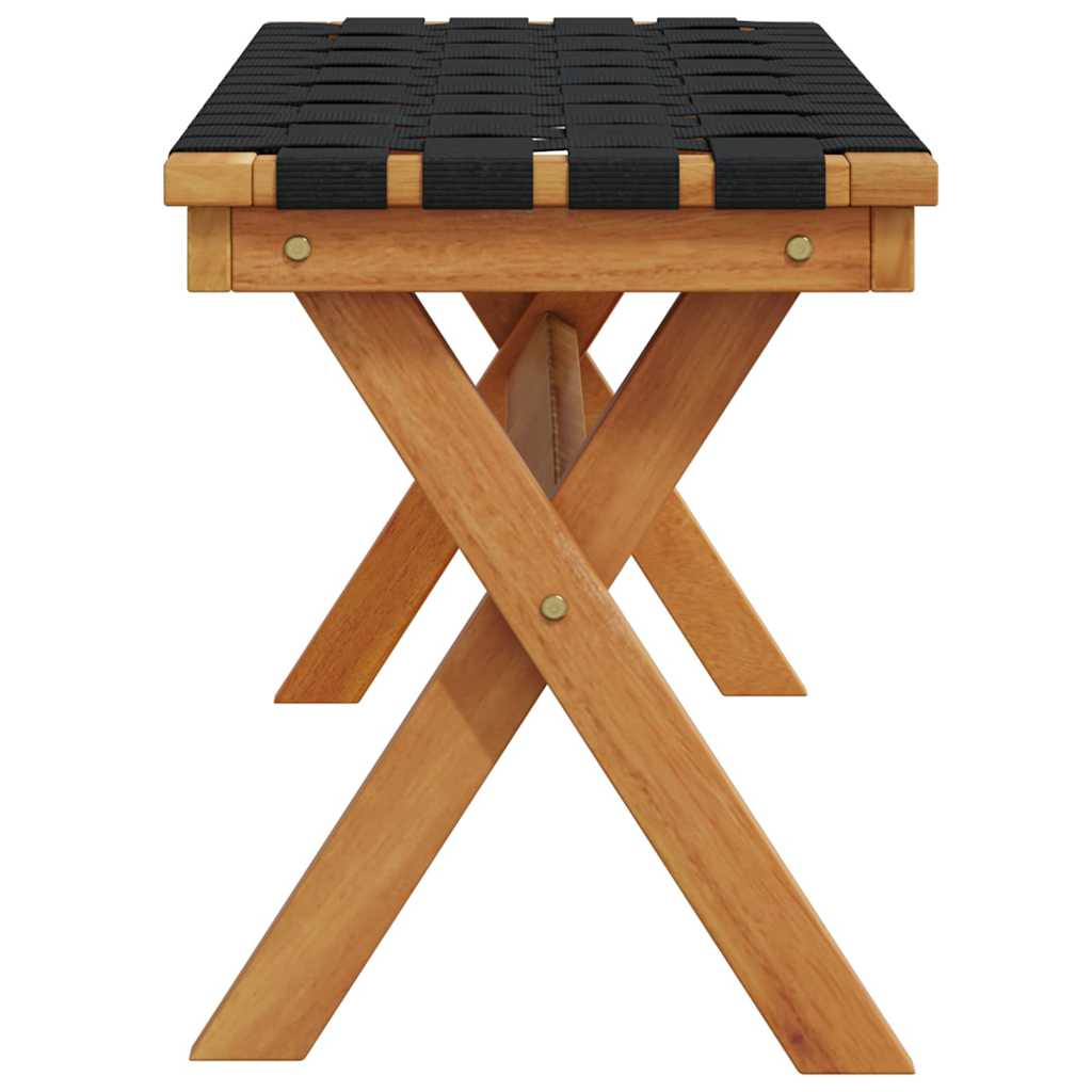 Black Acacia Wood Garden Bench with Cushioned Seat Fabric