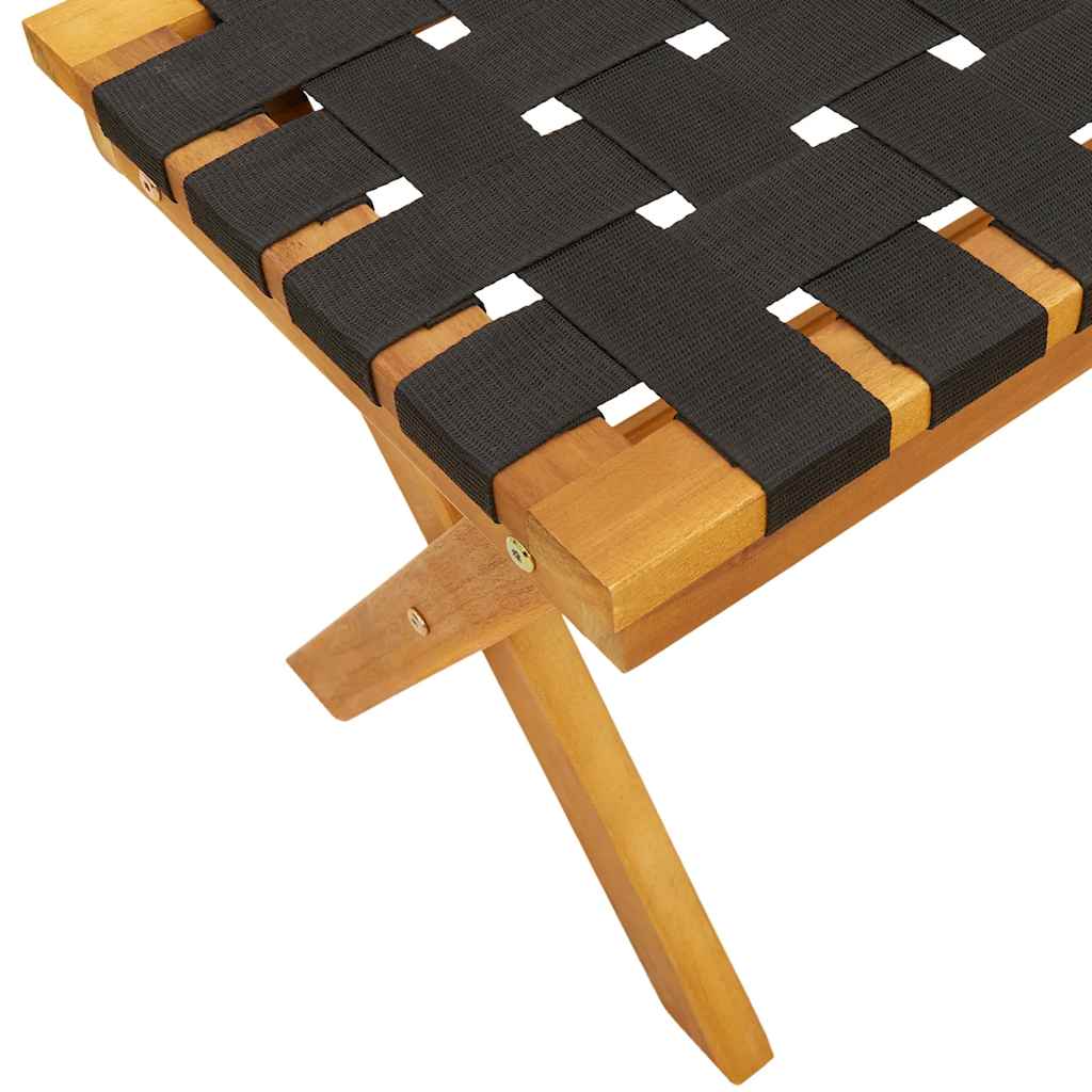 Black Acacia Wood Garden Bench with Cushioned Seat Fabric